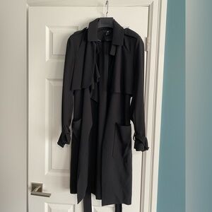 H&M Black Lightweight Trench Coat – Size 4 (EUR 34)